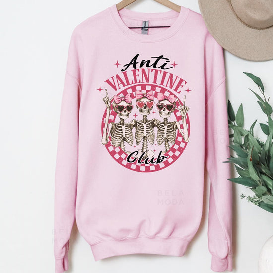Anti Valentines Day Sweatshirt, DTG Printed Womens, Anti Valentine's Day Graphic Shirt