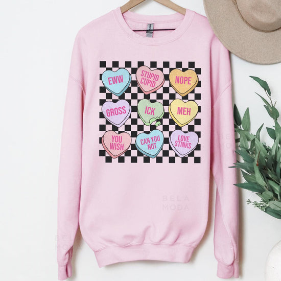 Valentines Conversation Hearts Sweatshirt, DTG Printed Womens Valentine's Day Sweatshirt, Couple Gift Sweatshirt, Anniversary Day Gift