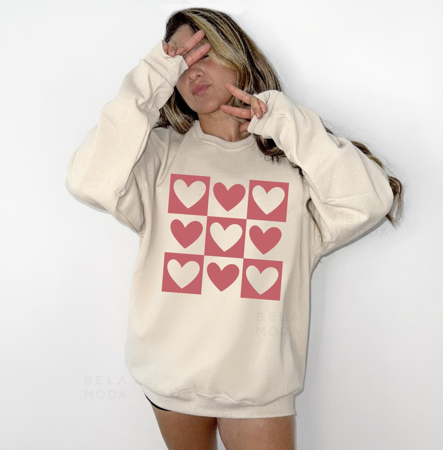 Valentines Hearts Sweatshirt, DTG Printed Womens Valentine's Day Sweatshirt, Couple Gift Sweatshirt, Anniversary Day Gift