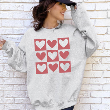 Valentines Hearts Sweatshirt, DTG Printed Womens Valentine's Day Sweatshirt, Couple Gift Sweatshirt, Anniversary Day Gift