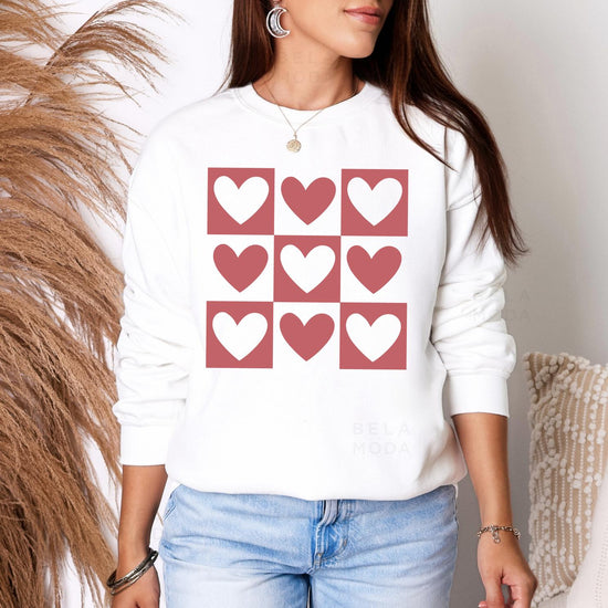 Valentines Hearts Sweatshirt, DTG Printed Womens Valentine's Day Sweatshirt, Couple Gift Sweatshirt, Anniversary Day Gift