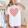 Valentines Checkered Heart Sweatshirt, DTG Printed Womens Valentine's Day Sweatshirt, Couple Gift Sweatshirt, Anniversary Day Gift