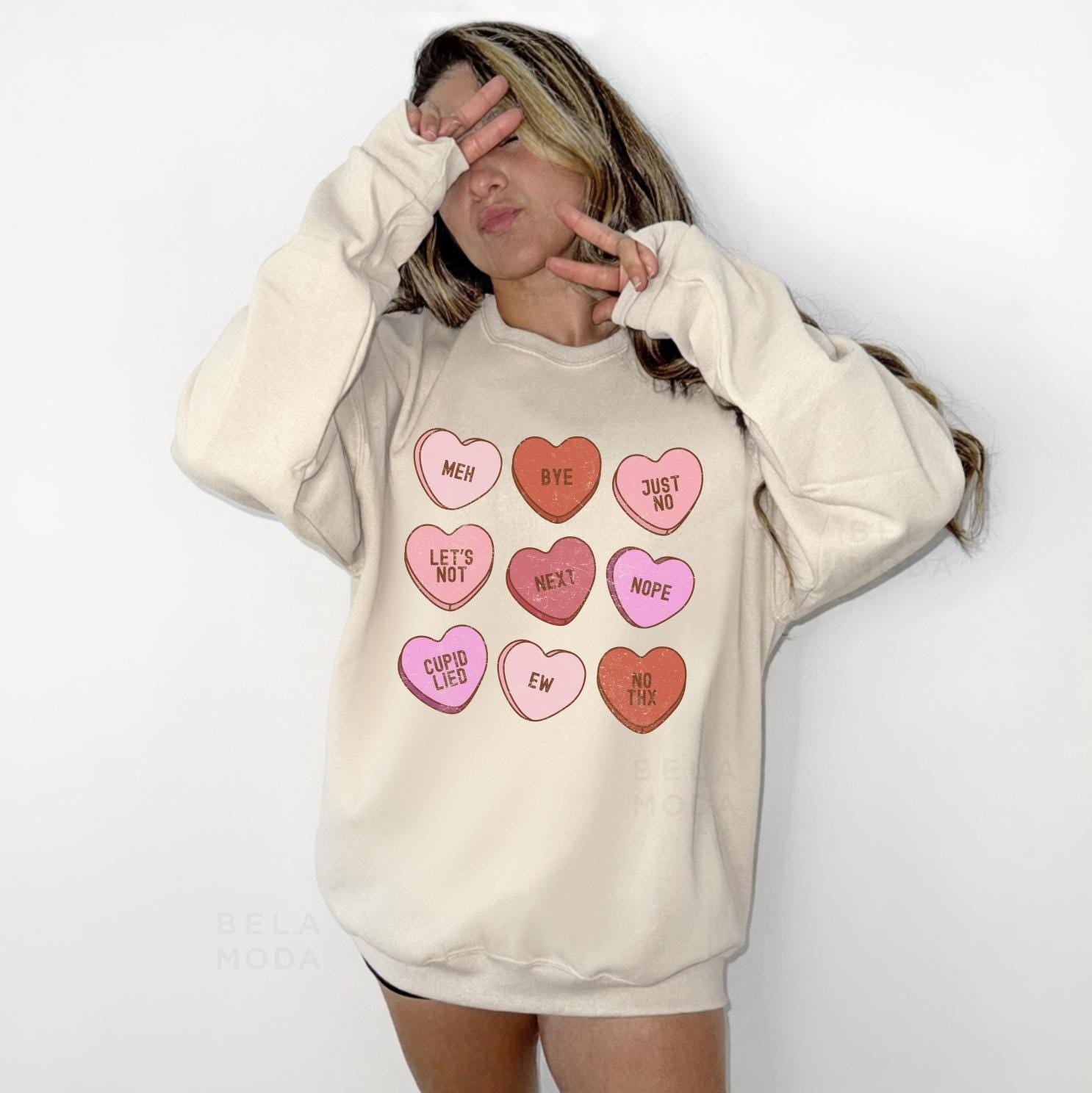 Valentines Conversation Hearts Sweatshirt, DTG Printed Womens Valentine's Day Sweatshirt, Couple Gift Sweatshirt, Anniversary Day Gift