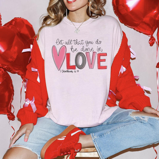 Valentines Love Sweatshirt, DTG Printed Womens Valentine's Day Sweatshirt, Couple Gift Sweatshirt, Anniversary Day Gift