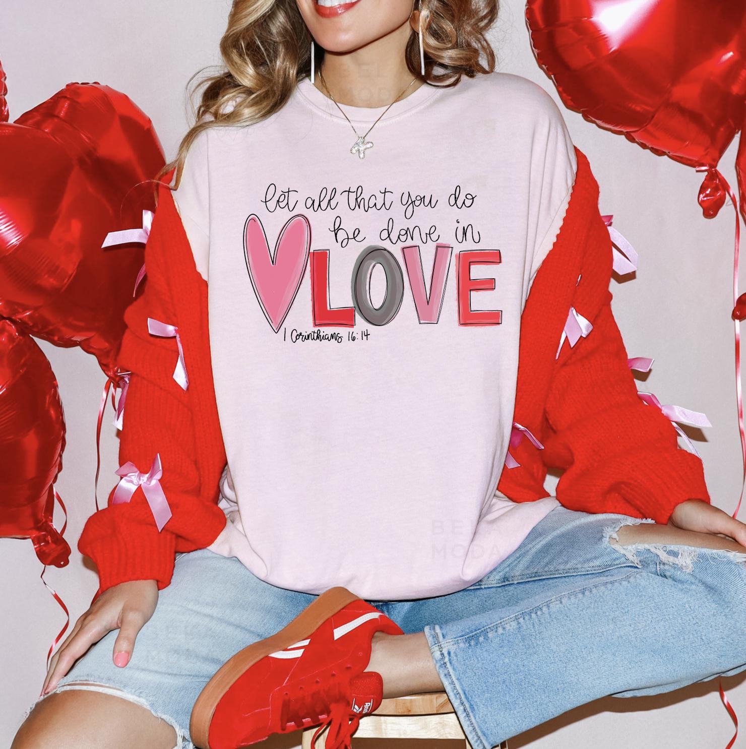 Valentines Love Sweatshirt, DTG Printed Womens Valentine's Day Sweatshirt, Couple Gift Sweatshirt, Anniversary Day Gift