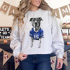 Custom Football Pet Christmas T-Shirt with Photo & Name DTG Printed | Personalized Pet Portrait Shirt | Custom Dog Cat Graphic Tee