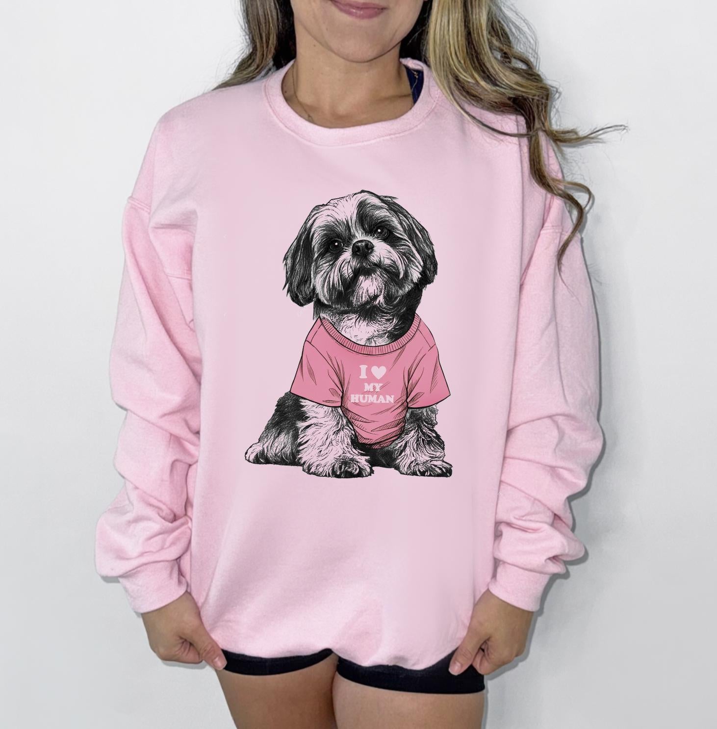 Custom Photo of Your Dog in a T-Shirt with Custom Text, Unisex T-Shirt or Sweatshirt, DTG Printed