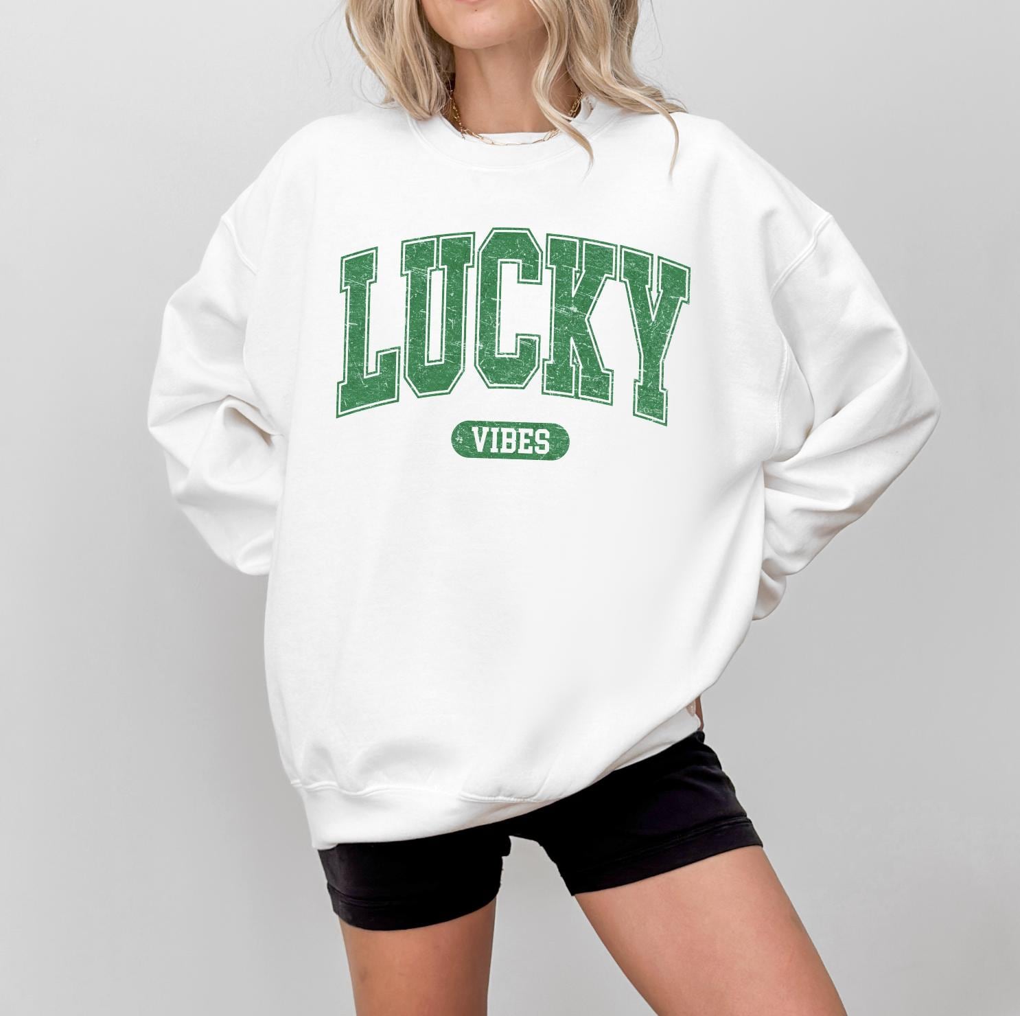 Lucky Shirt or Sweatshirt, DTG Printed St Patricks Day Gift, Shamrock Sweatshirt, Happy Go Lucky Tee, Irish Sweater, Comfort Colors T-Shirt