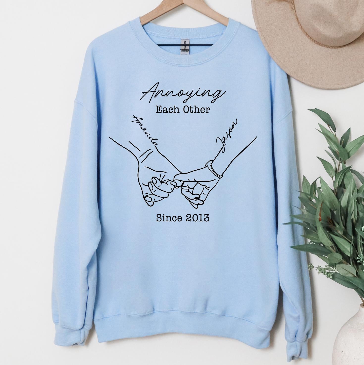 Personalized Date Sweatshirt with Names and Date, Custom Couple Pullover, Anniversaries Outfit, Matching Valentines Clothing, Wedding Gift