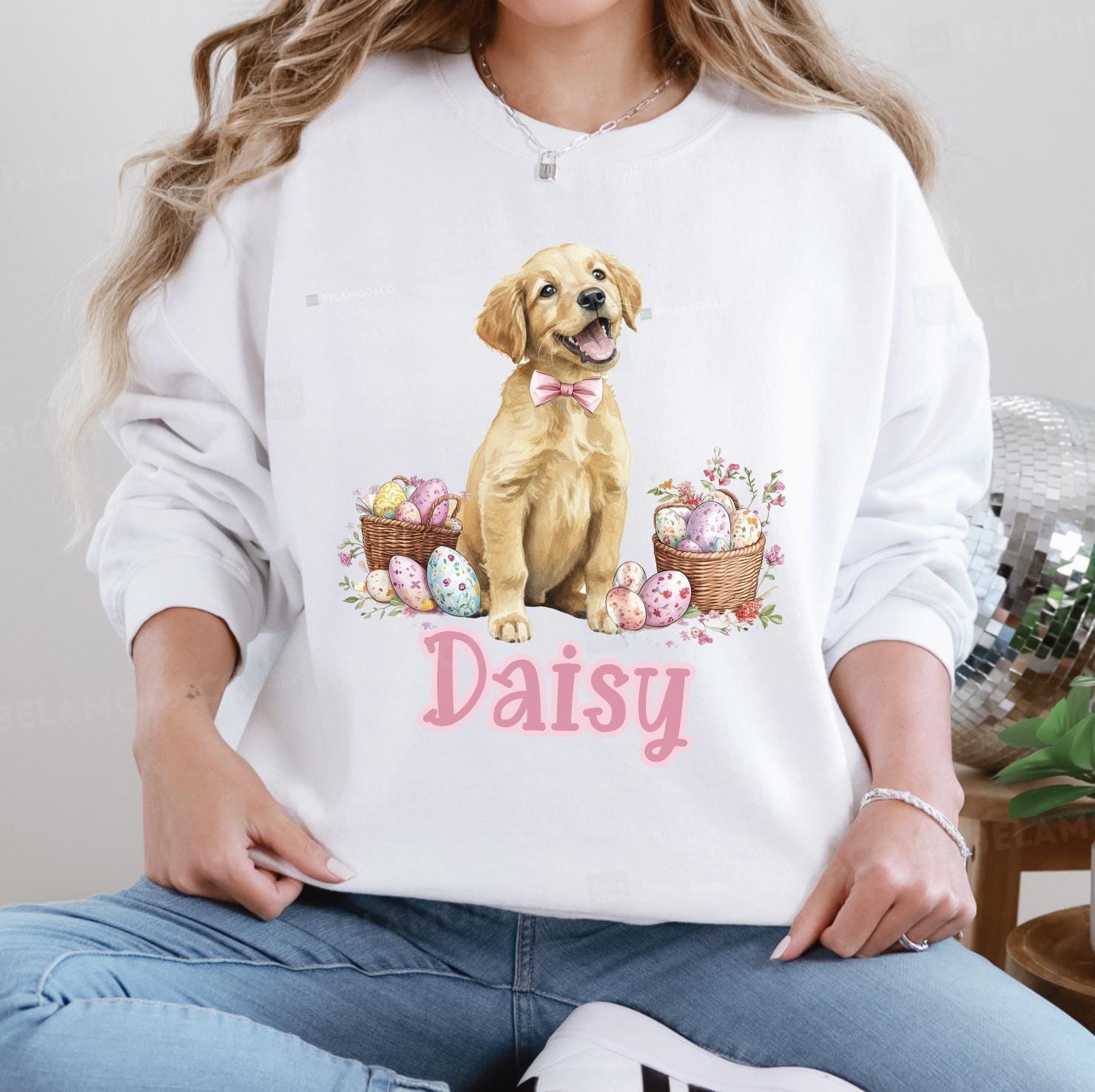 Custom Easter Dog Photo Sweatshirt, Dog Owner Easter Gift, Personalized Pet Sweatshirt, Custom Cat Photo Shirt, Pet Memorial Gift