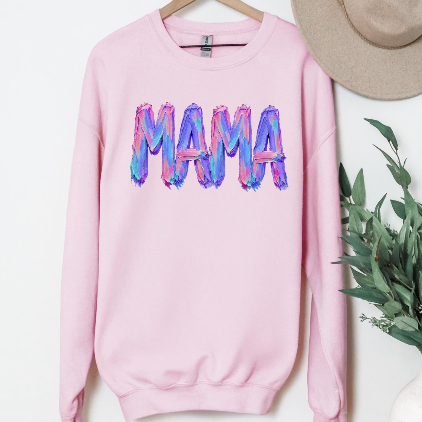 Painted Stroke Mama Sweatshirt or T-Shirt | Artistic Mama Graphic Tee | Trendy Mom Apparel | DTG Printed Unisex Top