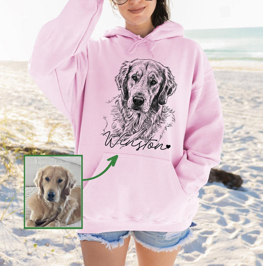 Custom Dog Photo Hoodie, Personalized Pet Hoodie, DTG Printed Dog Mom Gift, Custom Pet Lover Keepsake Gifts