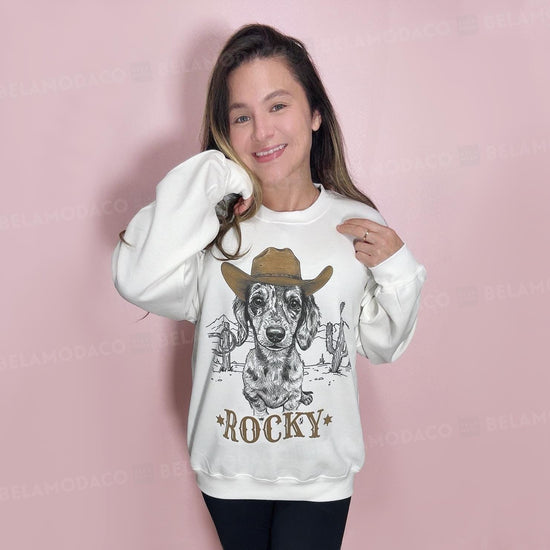 Custom Western Dog Shirt | Personalized Pet Portrait T-Shirt or Sweatshirt | Cowboy Dog Graphic Tee | Custom Name Gift | Unisex DTG Print