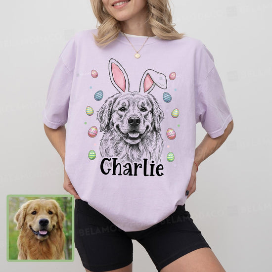 Custom Easter Dog Photo Sweatshirt, Dog Owner Easter Gift, Personalized Pet Sweatshirt, Custom Cat Photo Shirt, Pet Memorial Gift