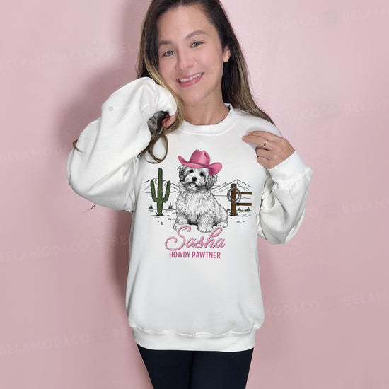 Custom Western Dog Shirt | Personalized Pet Portrait T-Shirt or Sweatshirt | Cowboy Dog Graphic Tee | Custom Name Gift | Unisex DTG Print