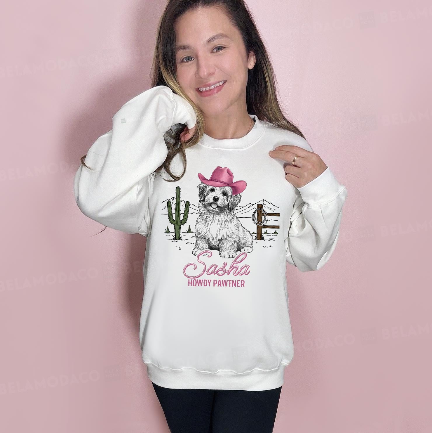 Custom Western Dog Shirt | Personalized Pet Portrait T-Shirt or Sweatshirt | Cowboy Dog Graphic Tee | Custom Name Gift | Unisex DTG Print
