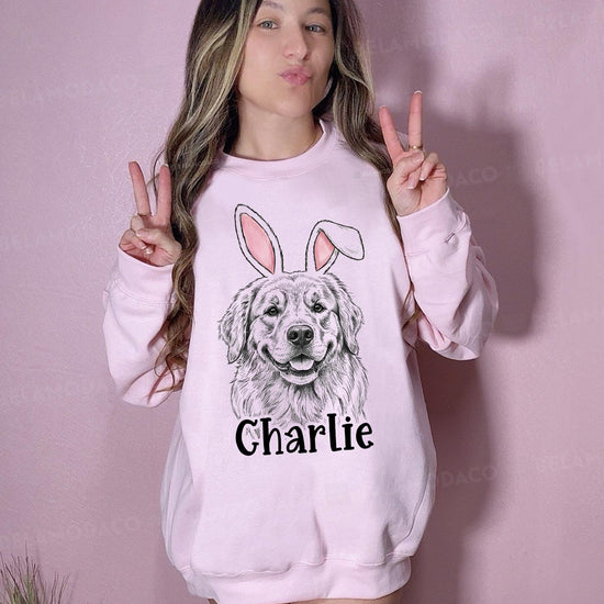 Custom Easter Dog Photo Sweatshirt, Dog Owner Easter Gift, Personalized Pet Sweatshirt, Custom Cat Photo Shirt, Pet Memorial Gift