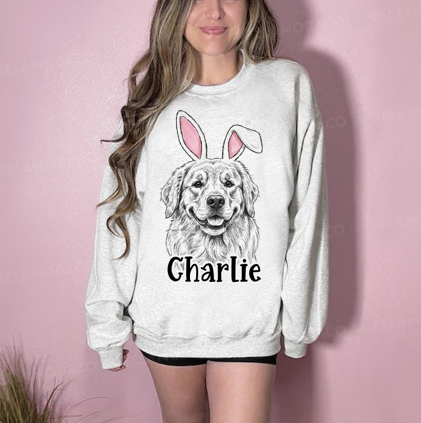 Custom Easter Dog Photo Sweatshirt, Dog Owner Easter Gift, Personalized Pet Sweatshirt, Custom Cat Photo Shirt, Pet Memorial Gift