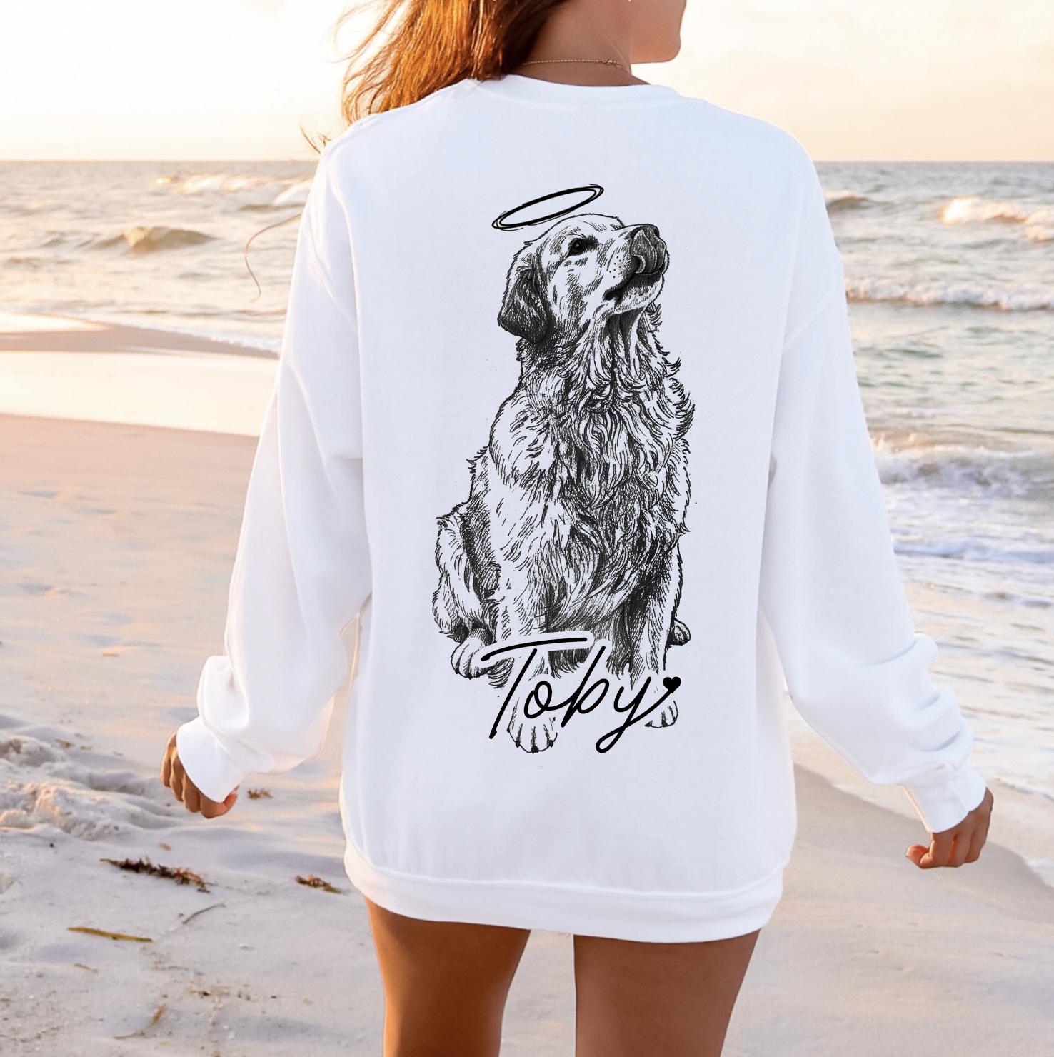 Custom Pet Front/Back - T-Shirt or Sweatshirt with Photo & Name DTG Printed | Personalized Pet Shirt Pet Lover Gift