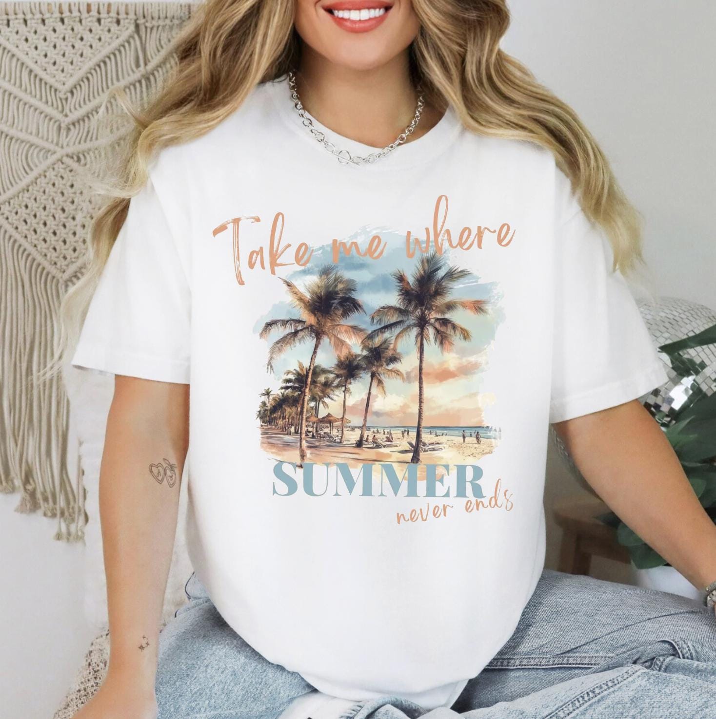 Take me Where Summer Never Ends, Sweatshirt or T-Shirt, DTG Printed