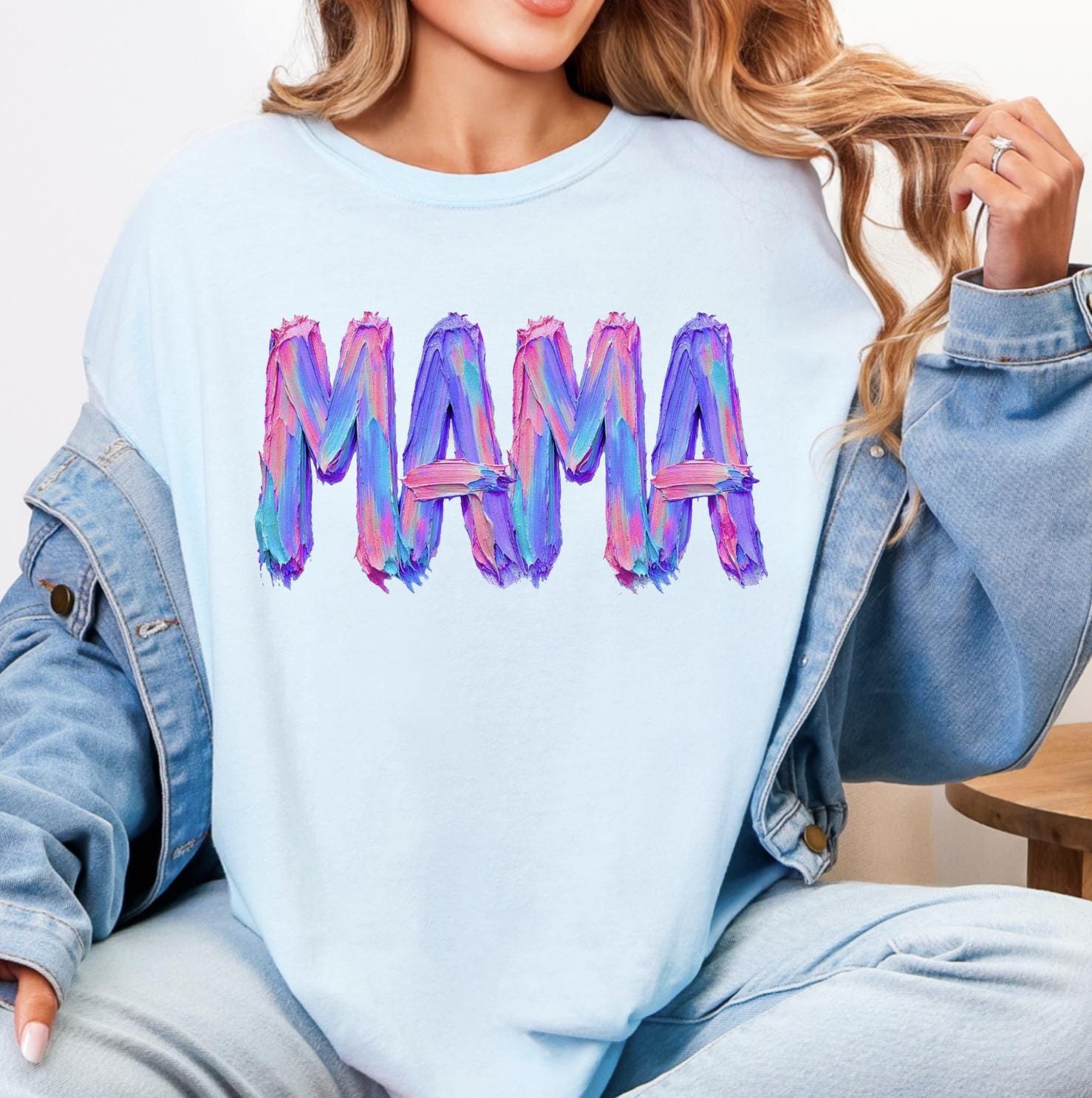Painted Stroke Mama Sweatshirt or T-Shirt | Artistic Mama Graphic Tee | Trendy Mom Apparel | DTG Printed Unisex Top