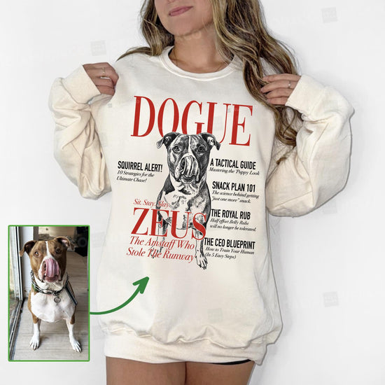 Magazine Cover Custom Dog Sweatshirt or T-Shirt, DTG Printed