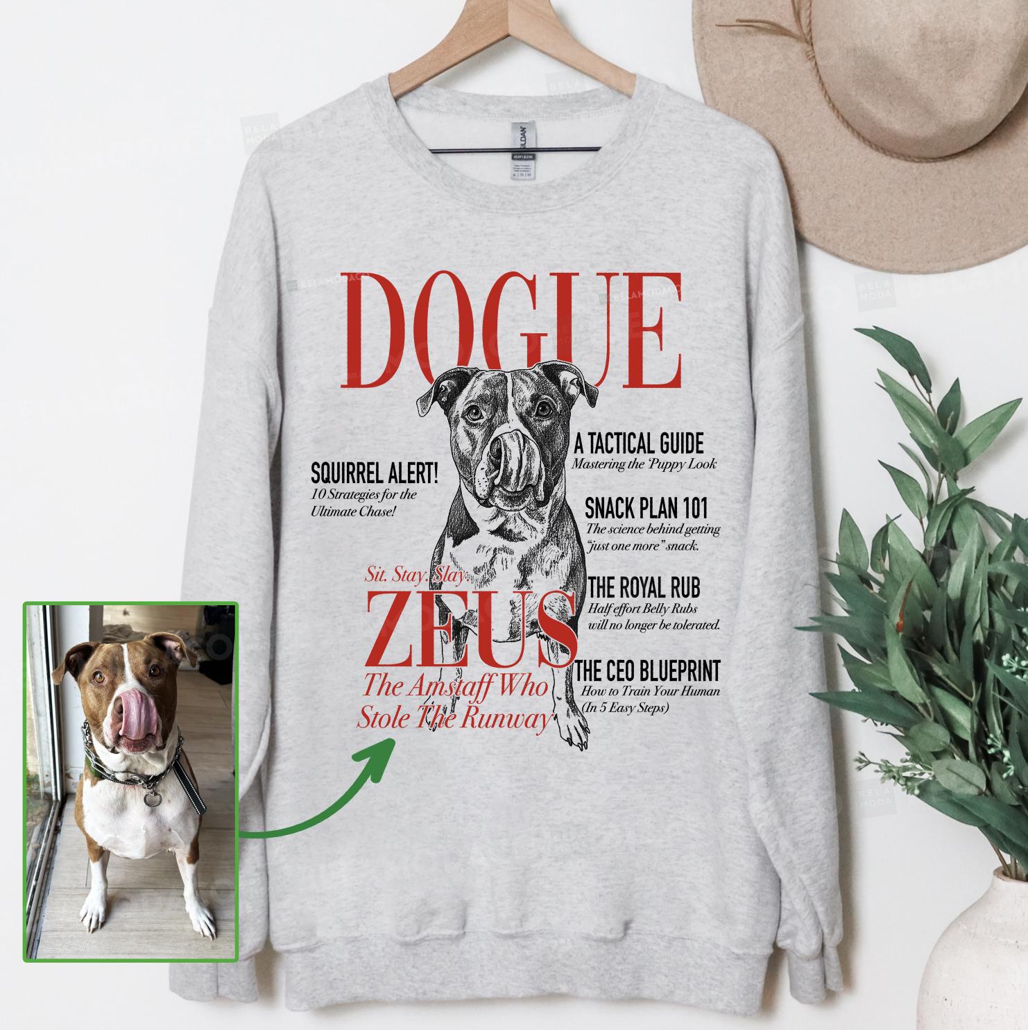 Magazine Cover Custom Dog Sweatshirt or T-Shirt, DTG Printed