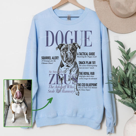 Magazine Cover Custom Dog Sweatshirt or T-Shirt, DTG Printed