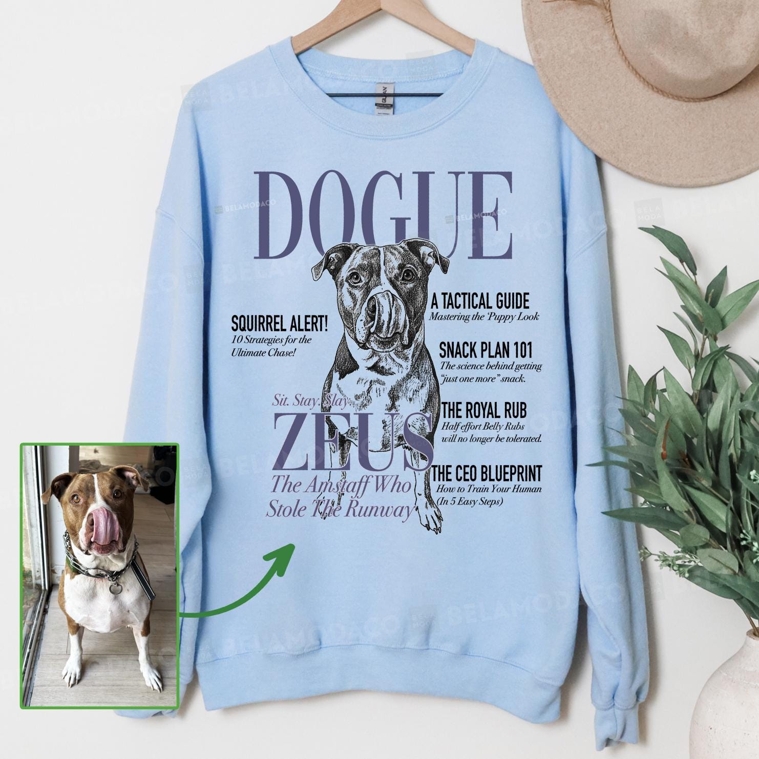 Magazine Cover Custom Dog Sweatshirt or T-Shirt, DTG Printed