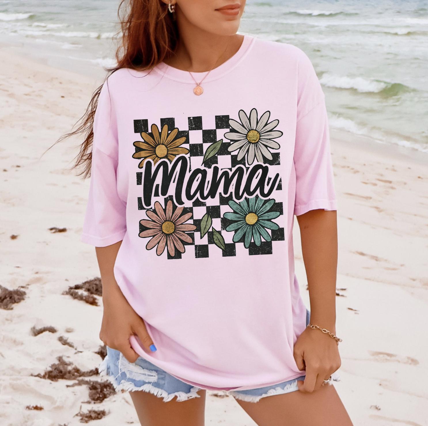 Mama Vintage Style, Flowers Sweatshirt or T-Shirt, DTG Printed