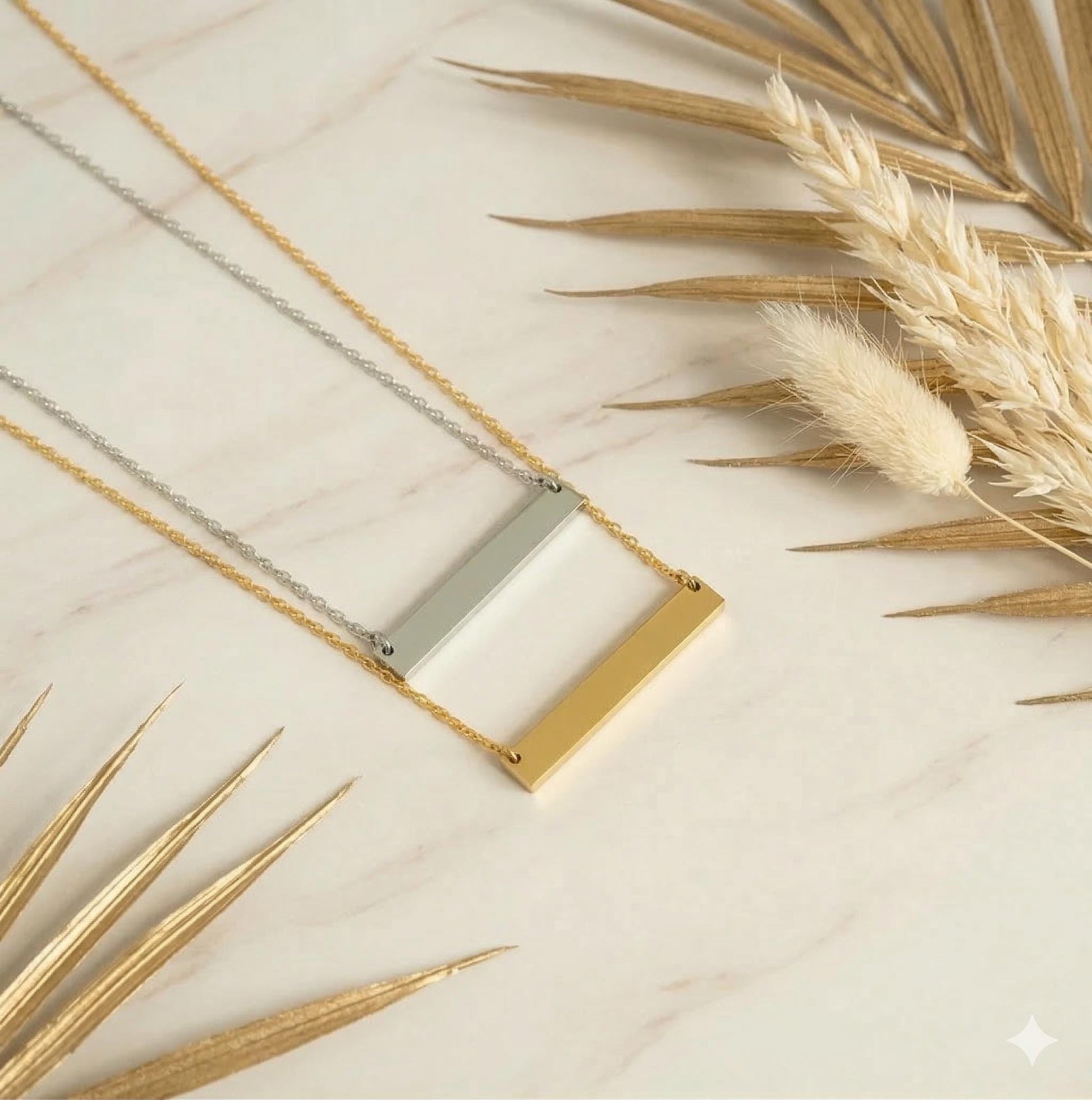 Personalized Bar Necklace, 18K Gold Plated Custom Engraved Necklace, Custom Text Necklace