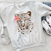 Leopard with Flower Shirt or Sweatshirt Tropical Leopard Graphic Tee, Aesthetic Animal Print Shirt, Boho Safari Sweatshirt, DTG Printed