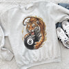 Fierce Tiger and 8-Ball Graphic Apparel – Custom DTG T-Shirt or Sweatshirt – Classic Edge & Power