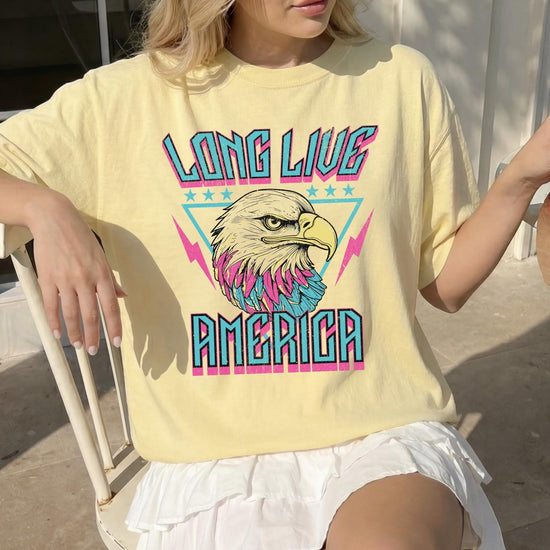 Long Live America T-Shirt or Sweatshirt | Patritoic Graphic Tee | DTG Printed America Tee