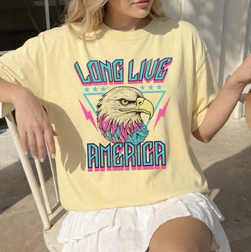 Long Live America T-Shirt or Sweatshirt | Patritoic Graphic Tee | DTG Printed America Tee