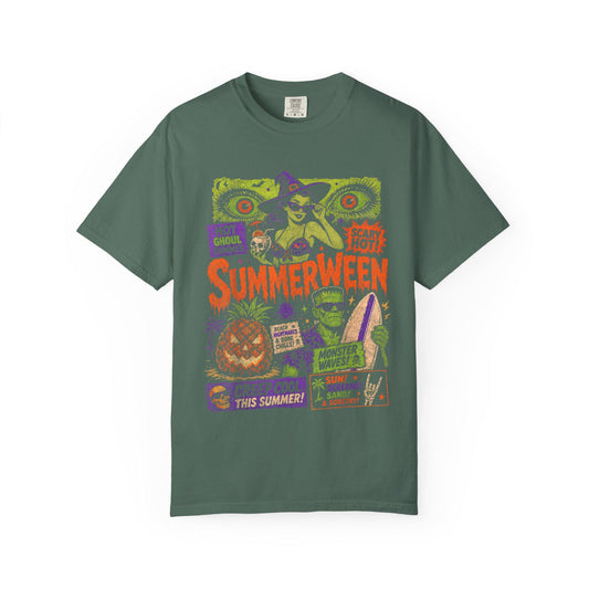 Summerween Poster Graphic T-shirt | Retro Horror Surf Movie Tee