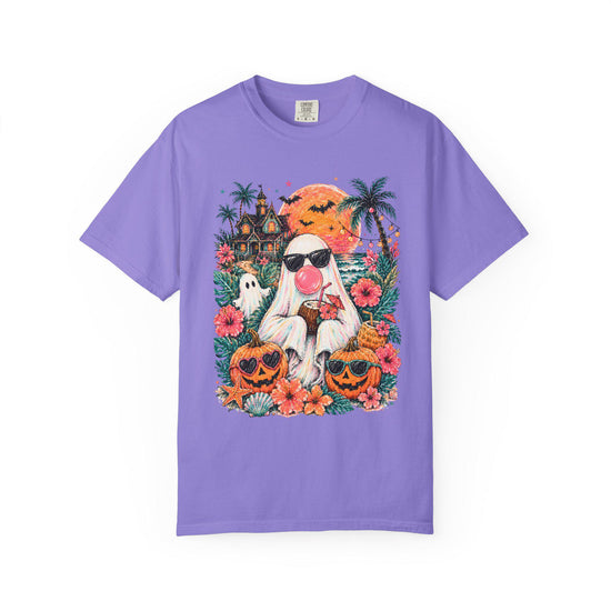 Tropical Halloween Ghost T-shirt | Haunted House, Pumpkins, Palm Trees