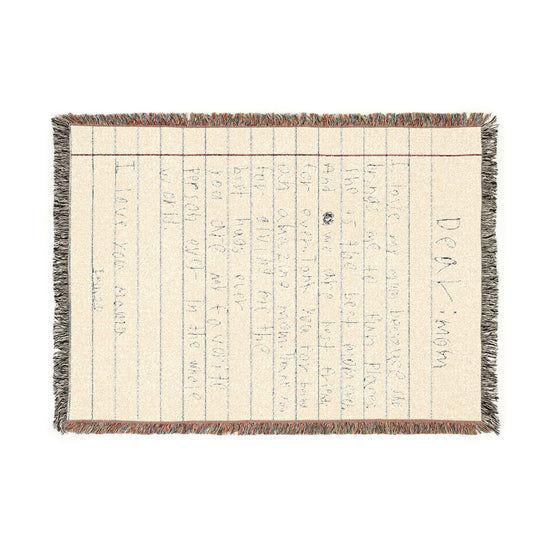 Handwritten Notebook Page Woven Blanket | Personalized Note Throw