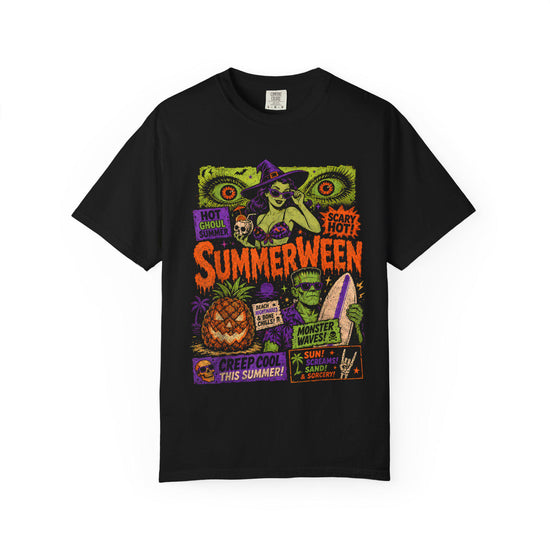Summerween Poster Graphic T-shirt | Retro Horror Surf Movie Tee