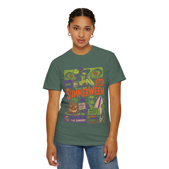 Summerween Poster Graphic T-shirt | Retro Horror Surf Movie Tee