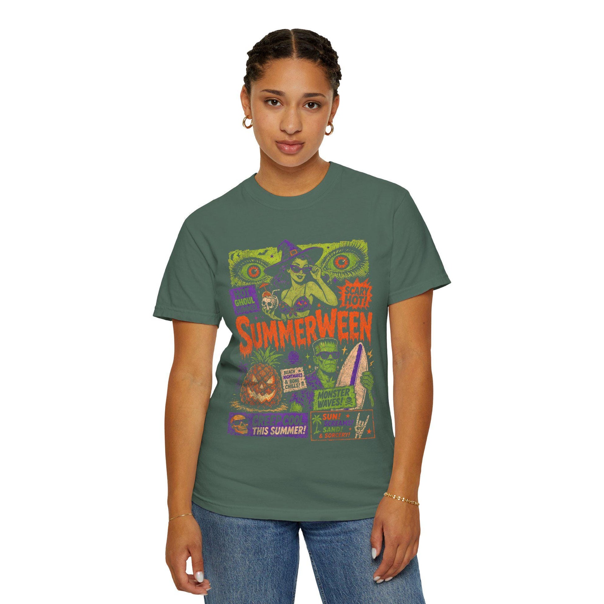 Summerween Poster Graphic T-shirt | Retro Horror Surf Movie Tee