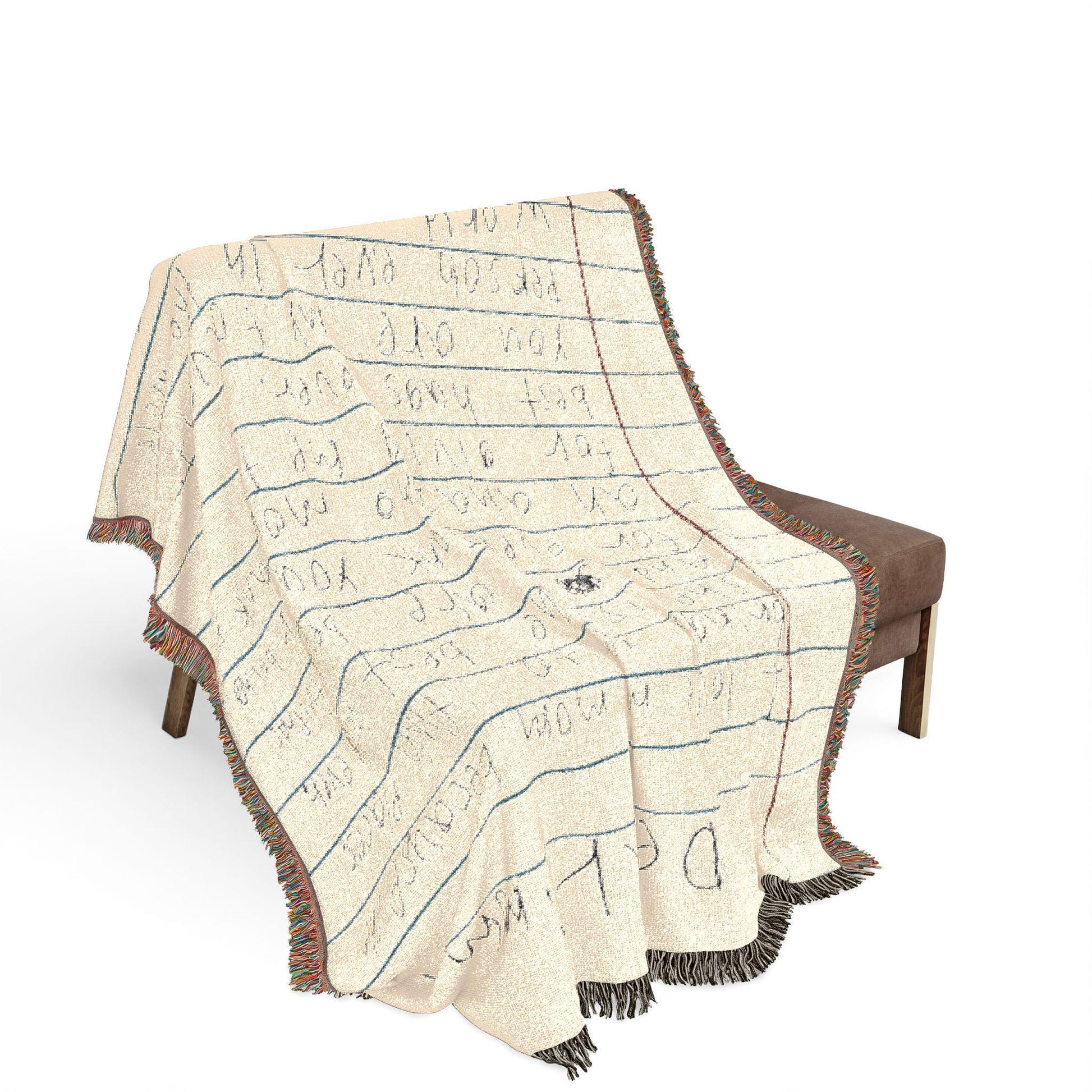 Handwritten Notebook Page Woven Blanket | Personalized Note Throw