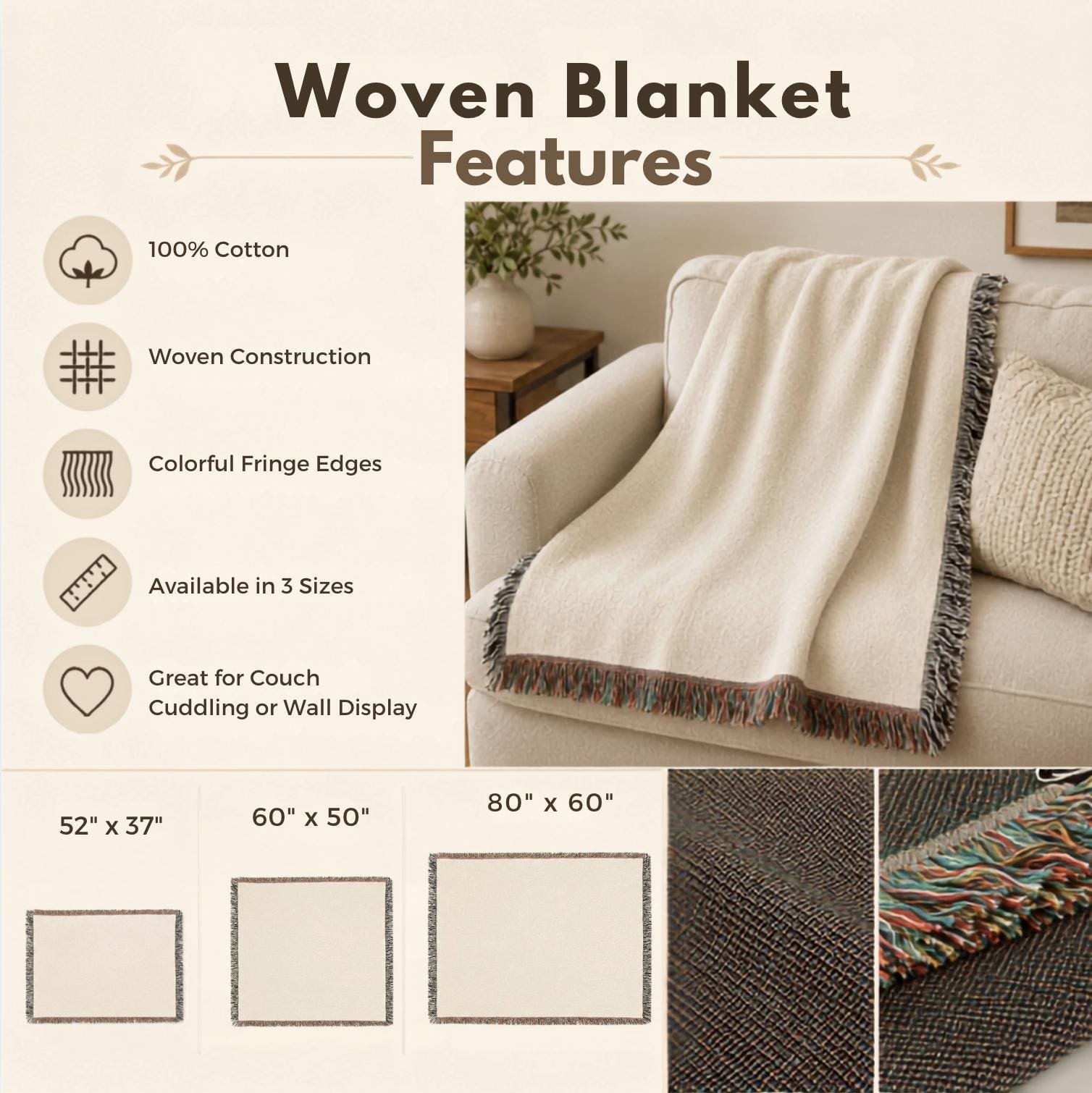 Custom Neutral Halloween Blanket, Bat Boho Halloween Decor, Custom Family Name Woven Blanket Floral Halloween Throw Blanket Fall Home Decor