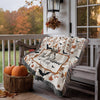 Custom Neutral Halloween Blanket, Bat Boho Halloween Decor, Custom Family Name Woven Blanket Floral Halloween Throw Blanket Fall Home Decor