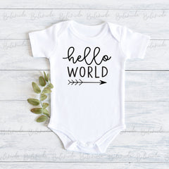 Hello World Bodysuit, Cute Baby Bodysuits, Baby Shower Gifts, Cute Kids Shirts