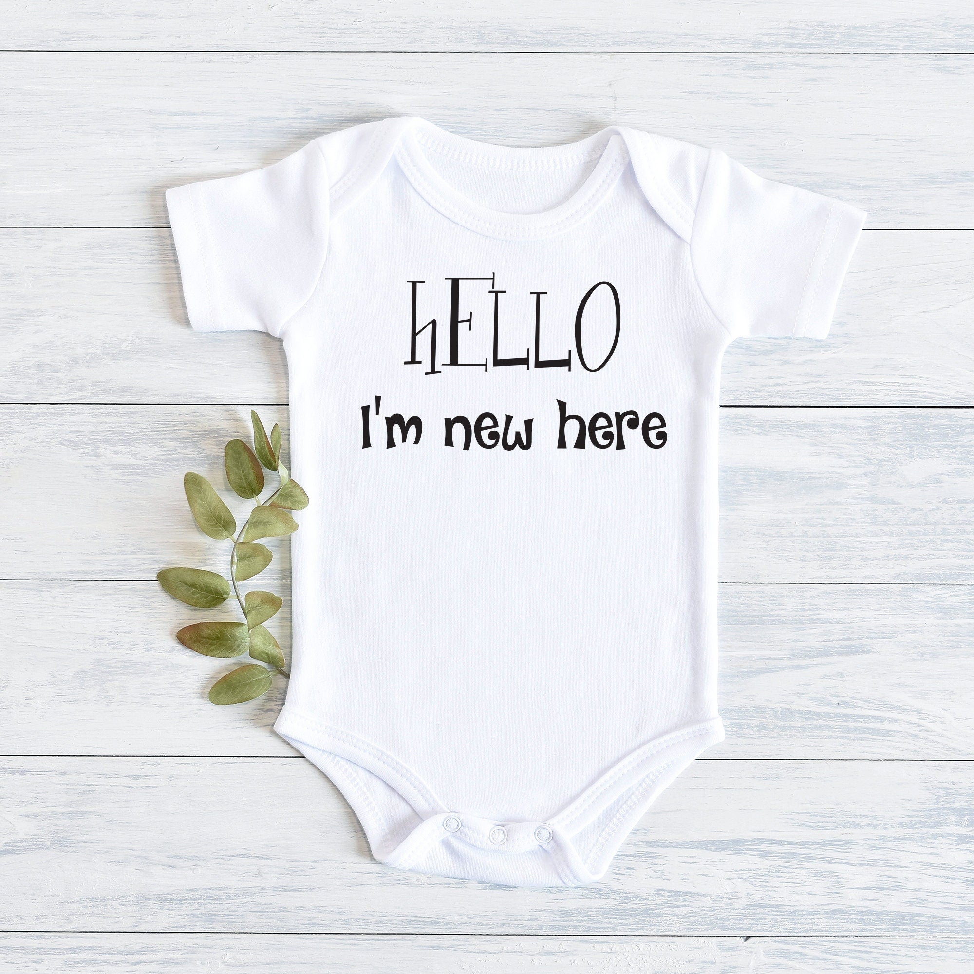 Baby Bodysuit, Hello I'm New Here, Baby Boy Bodysuit, Grandma Gifts, Baby Girl Bodysuit, Baby Shower Gift, Custom Kids Shirts