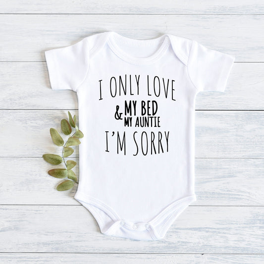 I Only Love My Bed and My Auntie I'm Sorry, Music Lover, Song Lyrics, Festival, Unisex Baby Boysuit, Baby Boy Boysuit, Baby Boysuits