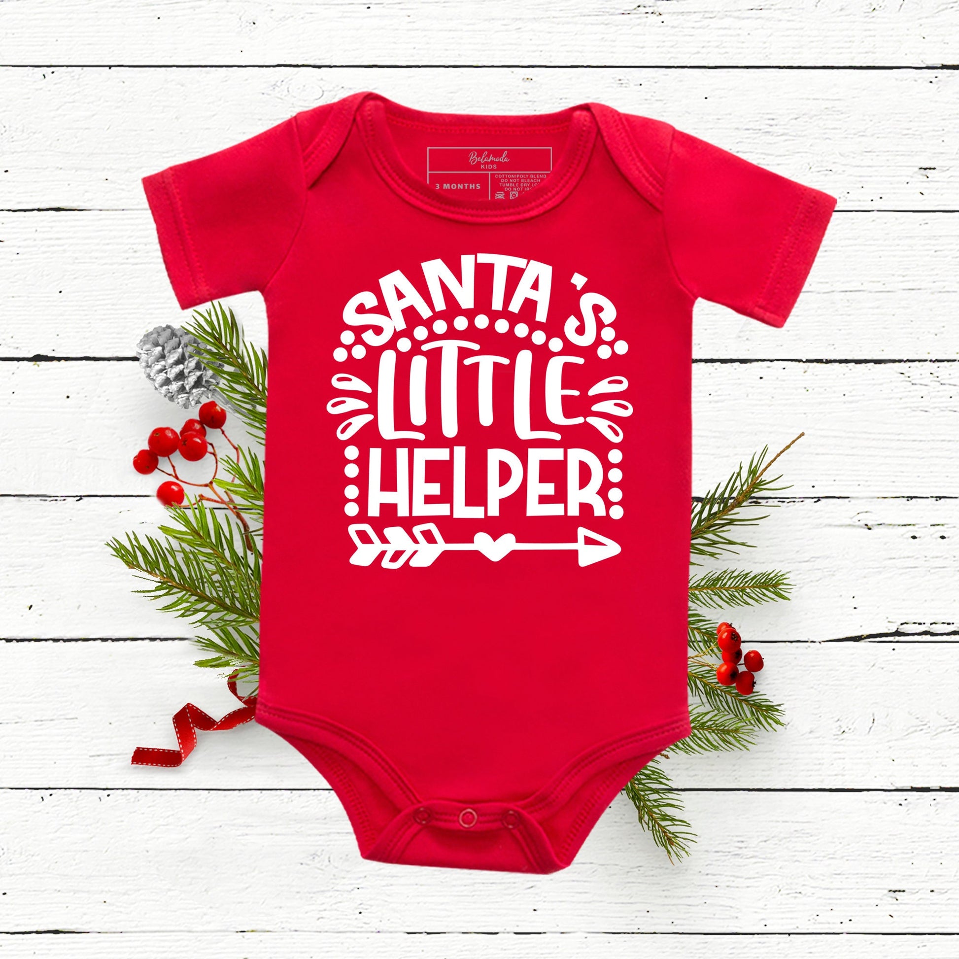 Christmas Baby Bodysuit | Christmas Bodysuit | Red Baby Bodysuit | Santa's Little Helper