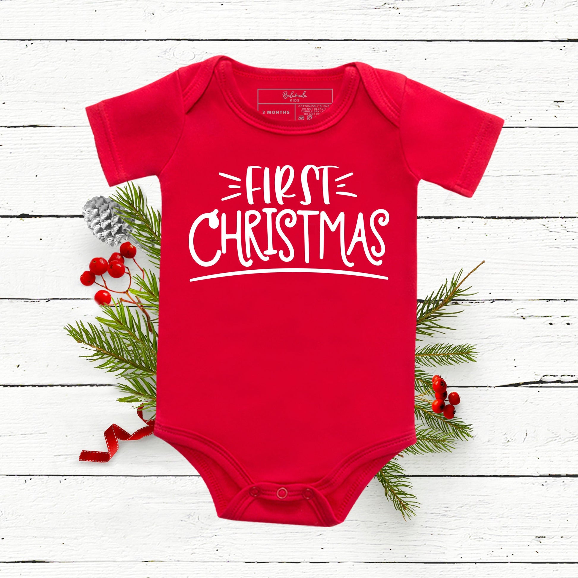Christmas Baby Bodysuit | Christmas Bodysuit | Red Baby Bodysuit | First Christmas