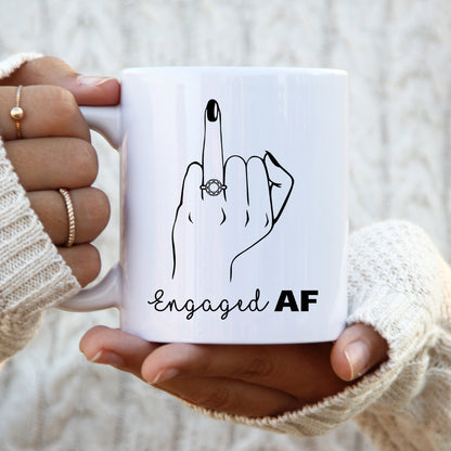 Engaged AF Mug | Ring Finger Mug | Custom Engagement Mug | Wedding Gifts | Gifts for Her | Bride Gifts